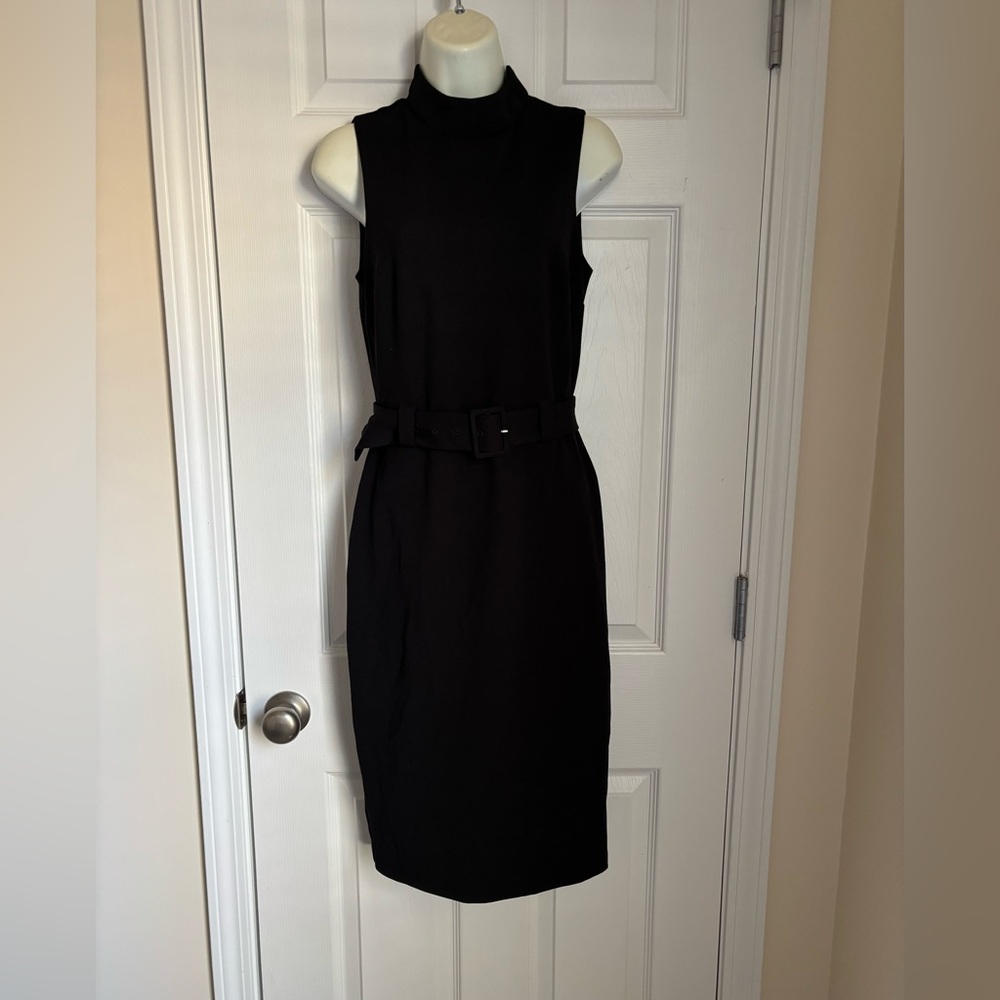 Express Black Belted Midi Dress